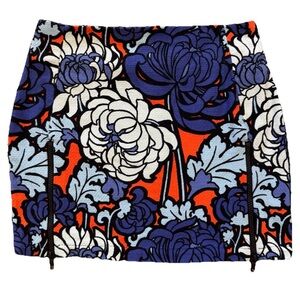 Topshop Bold Graphic Floral Micro Mini Skirt US 4 | Retro Mod Statement Cotton